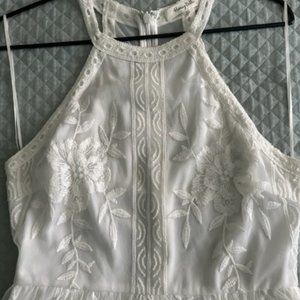 Honey Bell, Ecru Sheer Cotton Lace Dress with shorts underneath. EUC, L